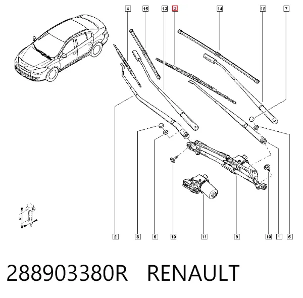 Limpa-pára-brisas do pára-brisas de condutor 288903380R Renault (RVI)