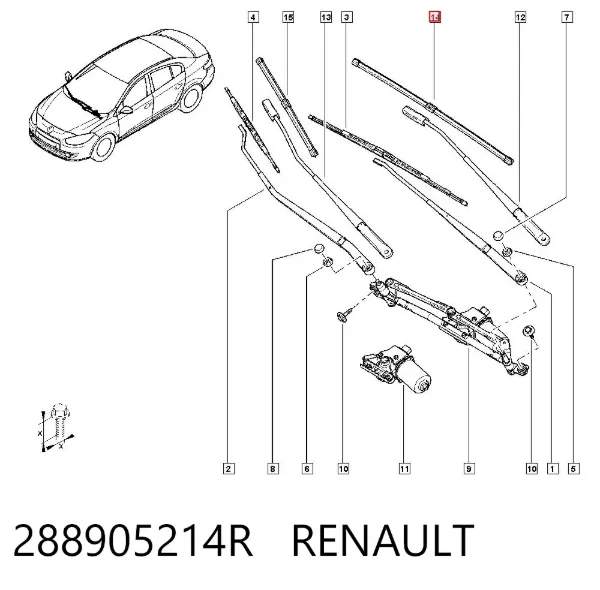 Limpa-pára-brisas do pára-brisas de condutor 288905214R Renault (RVI)