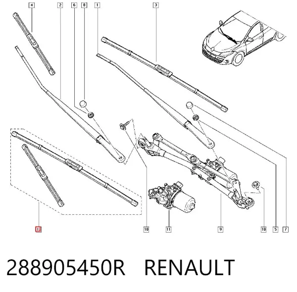 Limpa-pára-brisas do pára-brisas, kit de 2 un. 288905450R Renault (RVI)