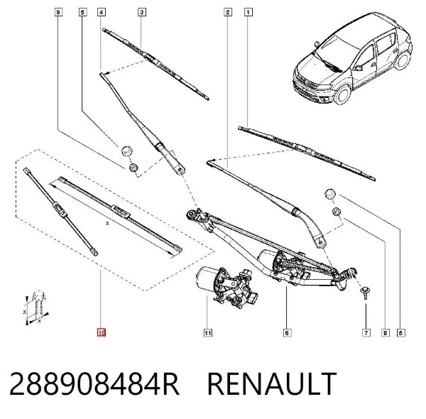 Limpa-pára-brisas do pára-brisas, kit de 2 un. 288908484R Renault (RVI)