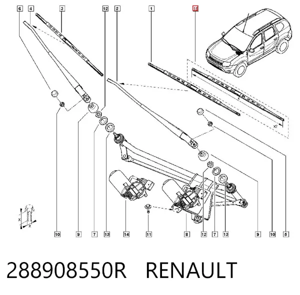 Limpa-pára-brisas do pára-brisas, kit de 2 un. 288908550R Renault (RVI)