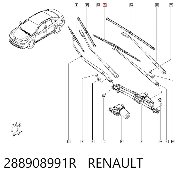 Limpa-pára-brisas do pára-brisas de condutor 288908991R Renault (RVI)