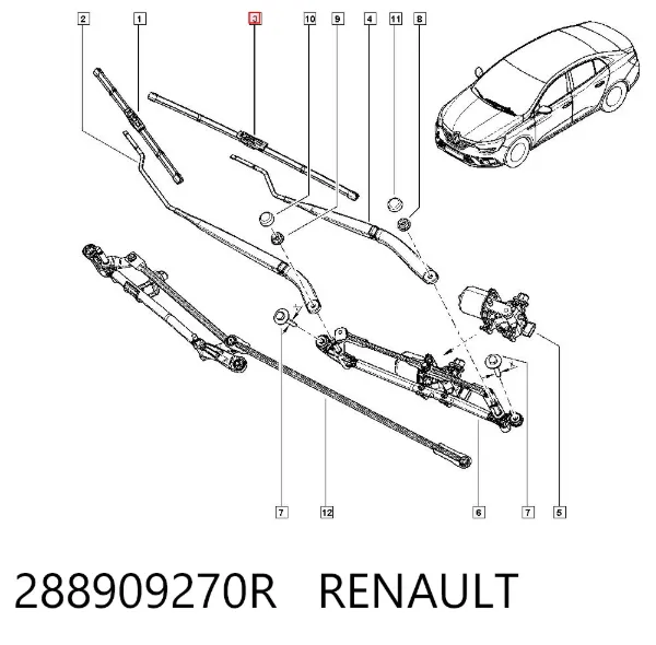 Limpa-pára-brisas do pára-brisas de condutor 288909270R Renault (RVI)