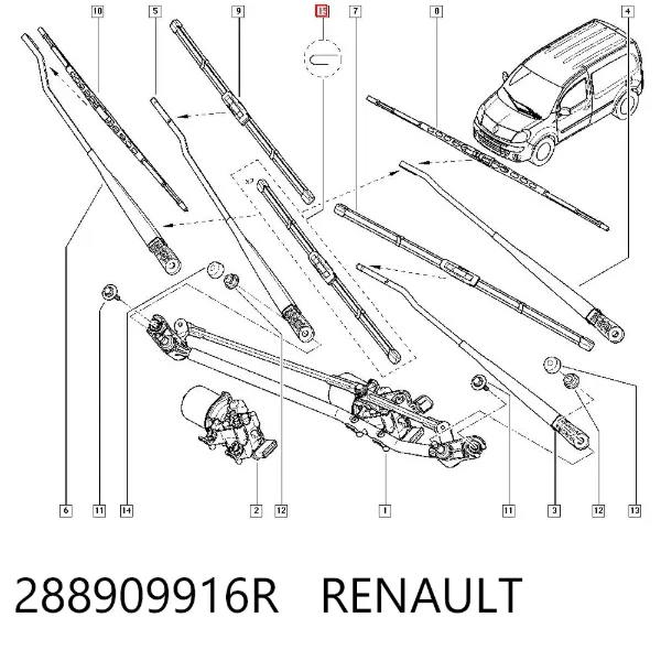 Limpa-pára-brisas do pára-brisas, kit de 2 un. 288909916R Renault (RVI)