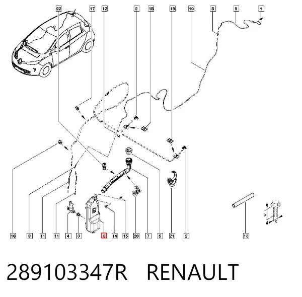 Tanque de fluido para lavador de vidro 289103347R Renault (RVI)