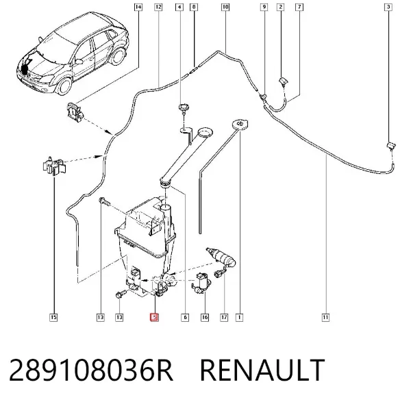 Tanque de fluido para lavador de vidro 289108036R Renault (RVI)
