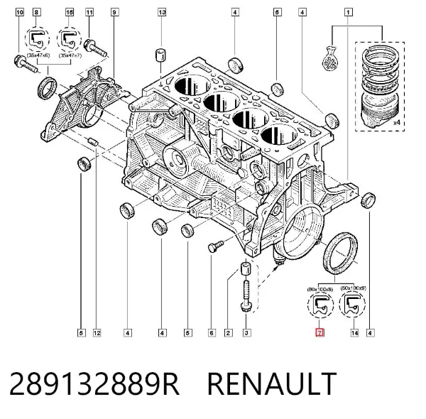 Vedação traseira de cambota de motor 289132889R Renault (RVI)