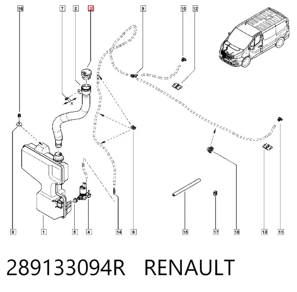 Tampa de tanque de fluido para lavador 289133094R Renault (RVI)