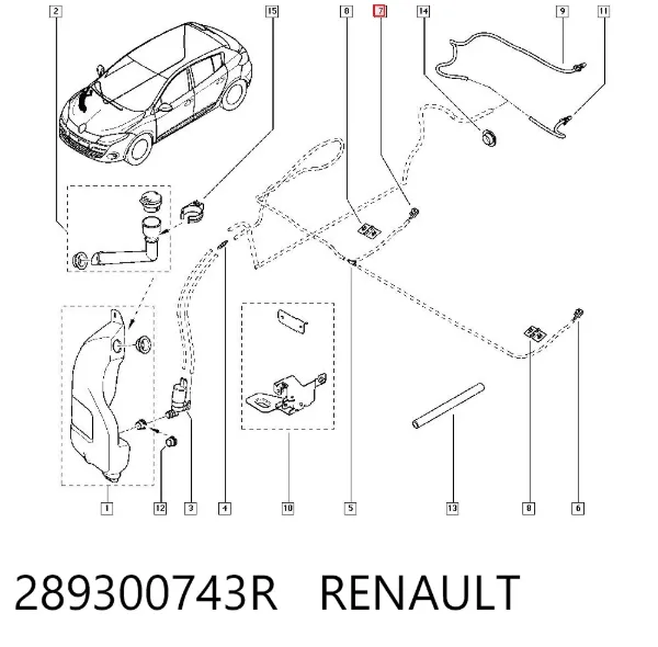 Injetor de fluido para lavador de pára-brisas 289300743R Renault (RVI)