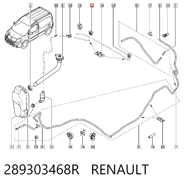Injetor de fluido para lavador de pára-brisas 289303468R Renault (RVI)