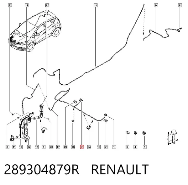 Injetor esquerdo de fluido para lavador de pára-brisas 289304879R Renault (RVI)
