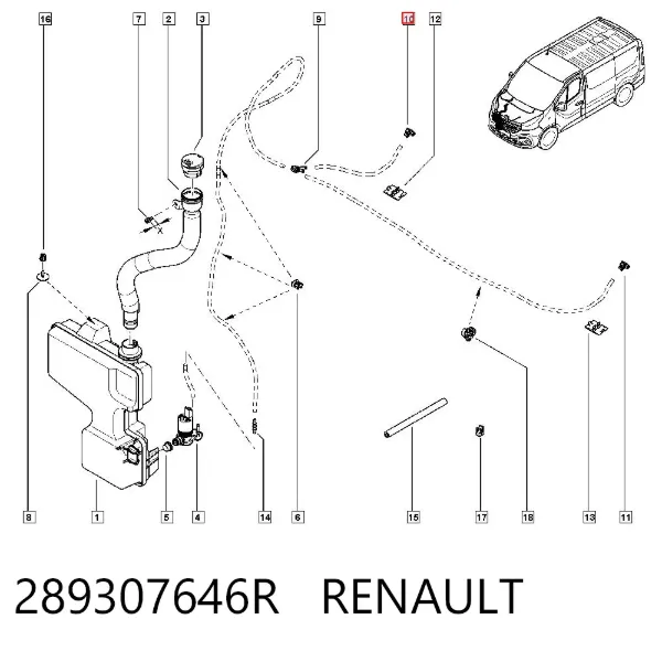 Injetor de fluido para lavador de pára-brisas 289307646R Renault (RVI)