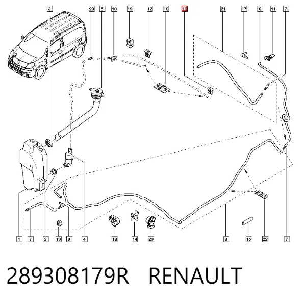 Injetor de fluido para lavador de pára-brisas 289308179R Renault (RVI)