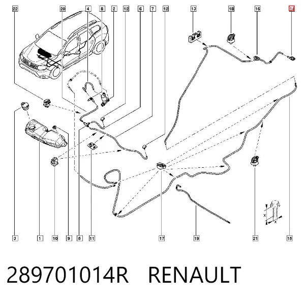 Injetor de fluido para lavador de vidro traseiro 289701014R Renault (RVI)