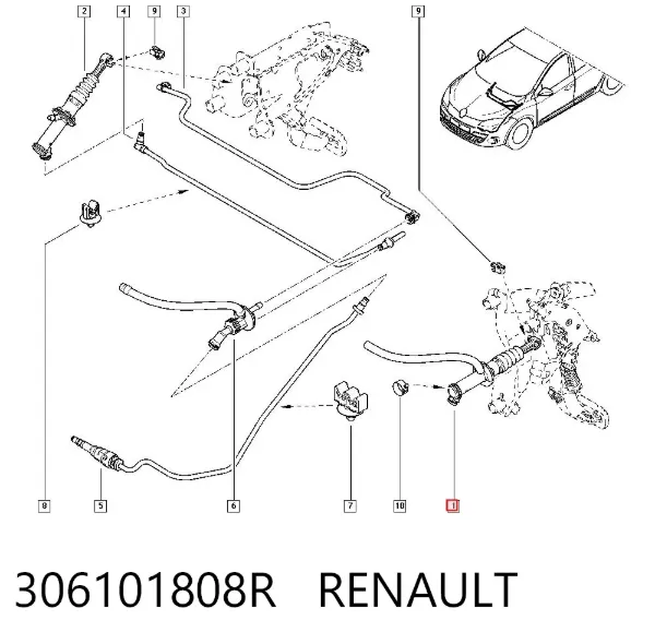 Cilindro mestre de embraiagem 306101808R Renault (RVI)