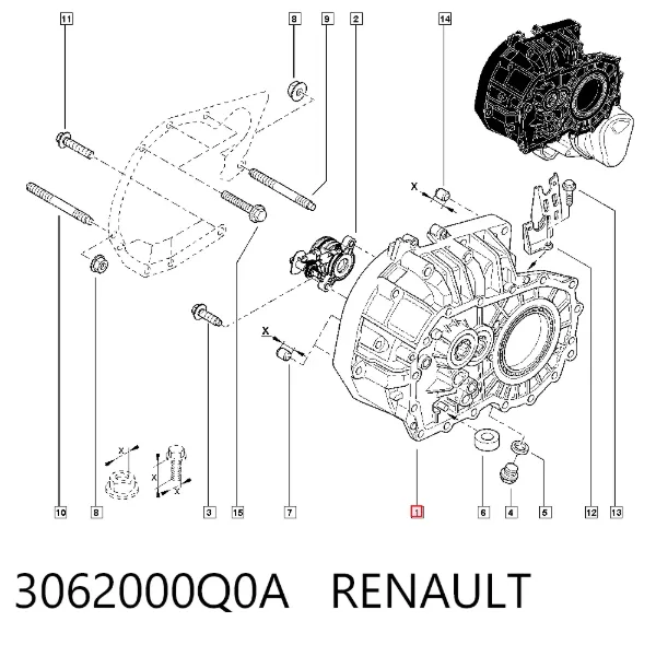 Cilindro de trabalho de embraiagem montado com rolamento de desengate 3062000Q0A Renault (RVI)