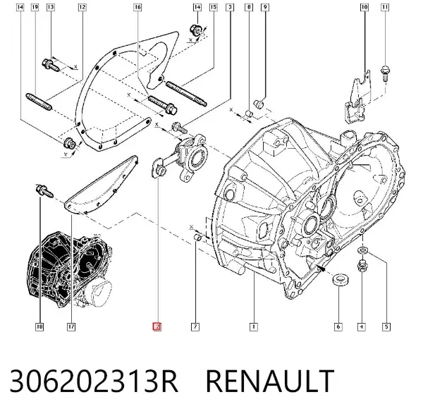 Cilindro de trabalho de embraiagem montado com rolamento de desengate 306202313R Renault (RVI)