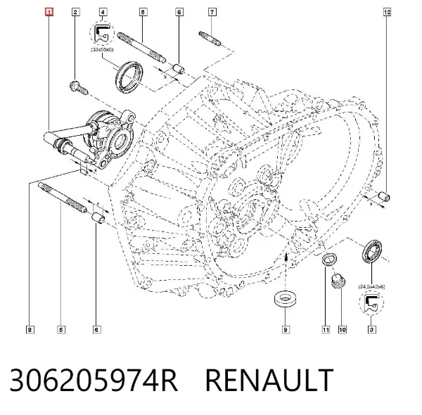 Cilindro de trabalho de embraiagem montado com rolamento de desengate 306205974R Renault (RVI)