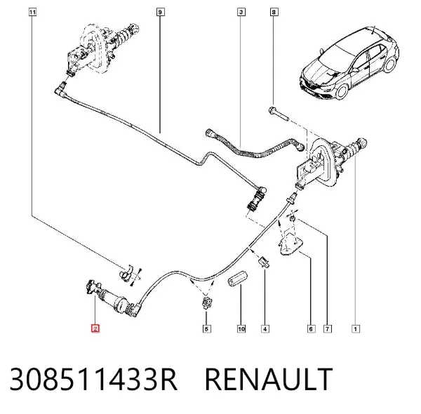 Mangueira de embraiagem 308511433R Renault (RVI)