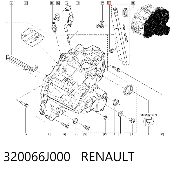 Sensor de ativação das luzes de marcha à ré 320066J000 Renault (RVI)