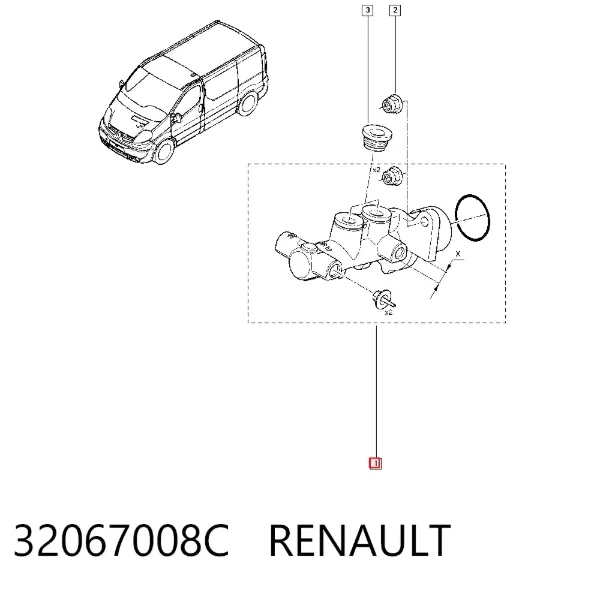 Cilindro mestre do freio 32067008C Renault (RVI)