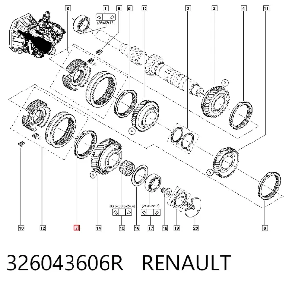 Anel de sincronizador 326043606R Renault (RVI)
