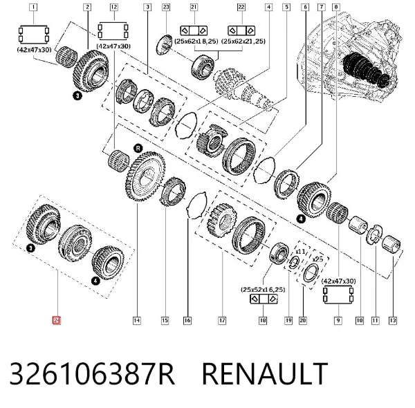 Roda dentada motriz de 3ª velocidade 326106387R Renault (RVI)