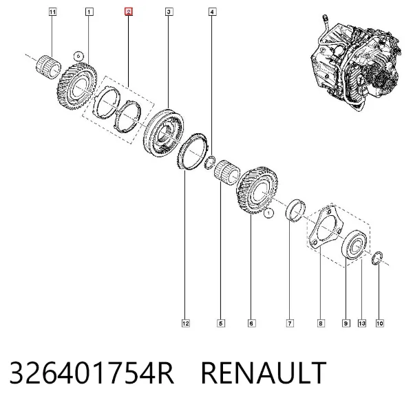 Anel de sincronizador 326401754R Renault (RVI)