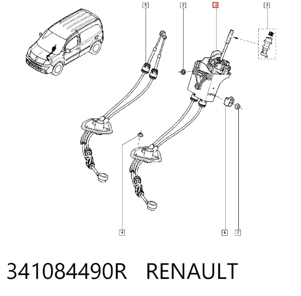 Mecanismo de mudança (ligação) Renault Kangoo II
