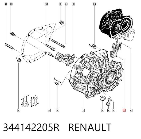 Consola de fixação de cabos da Caixa de Mudança 344142205R Renault (RVI)