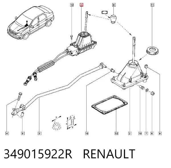 Cabo de mudança duplo 349015922R Renault (RVI)