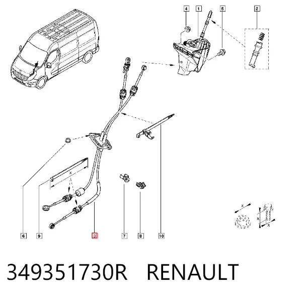 Cabo de mudança duplo 349351730R Renault (RVI)