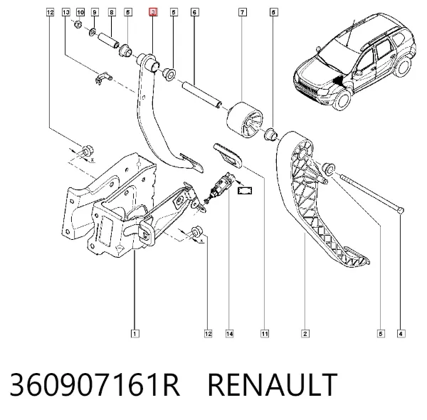 Pedal do freio 360907161R Renault (RVI)