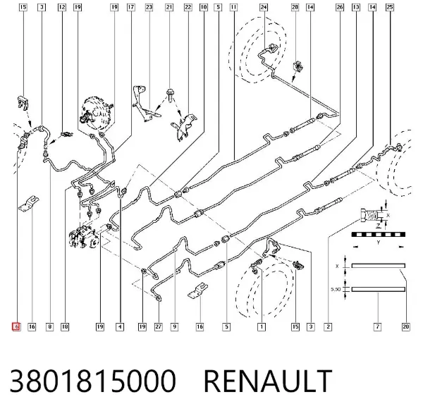 Tubo do freio do sistema, enrolamento 3801815000 Renault (RVI)