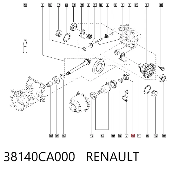 Rolamento de diferencial do eixo traseiro 38140CA000 Renault (RVI)