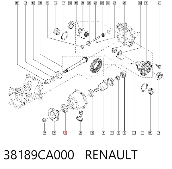 Bucim de redutor do eixo traseiro 38189CA000 Renault (RVI)