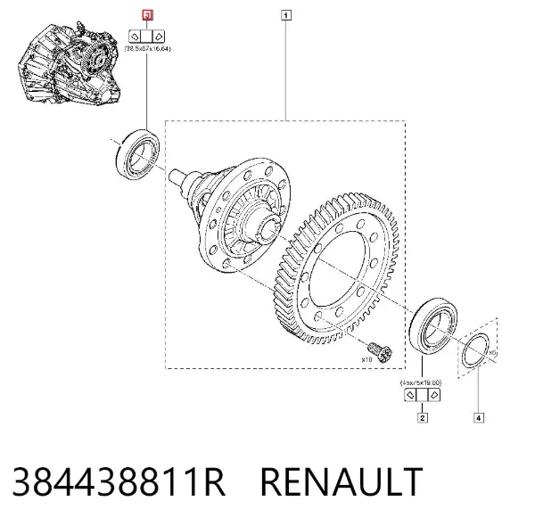Rolamento da Caixa de Mudança 384438811R Renault (RVI)