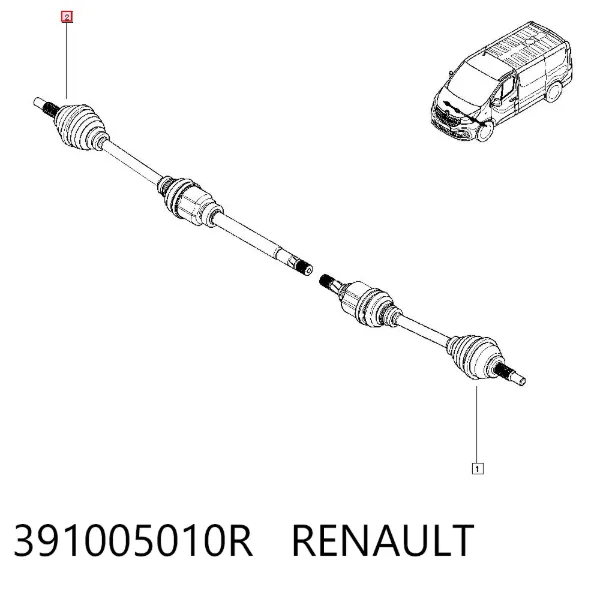 Semieixo (acionador) dianteiro direito 391005010R Renault (RVI)