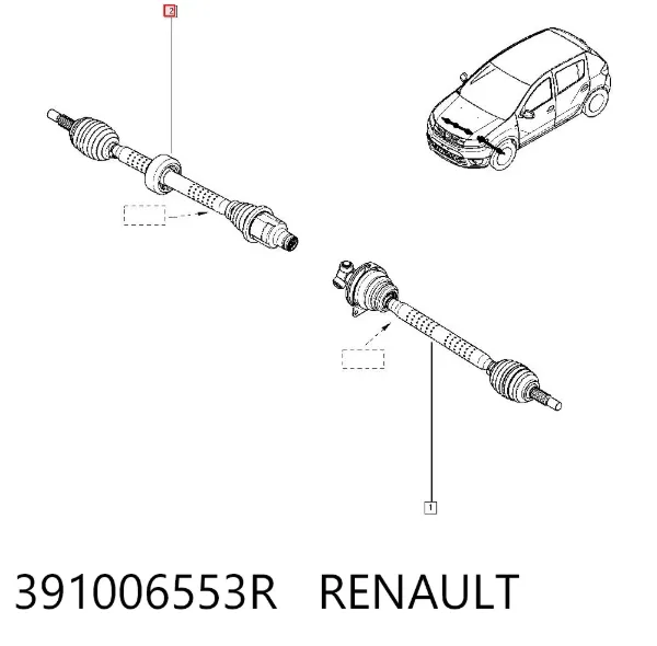Semieixo (acionador) dianteiro direito 391006553R Renault (RVI)