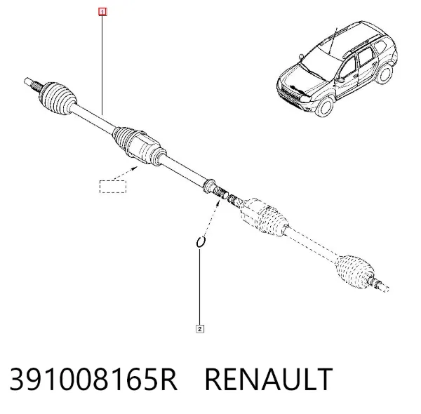 Semieixo (acionador) dianteiro direito 391008165R Renault (RVI)