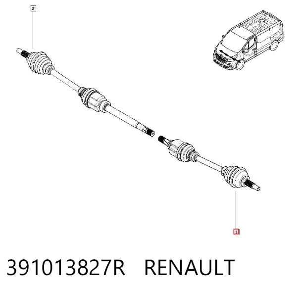 Semieixo (acionador) dianteiro esquerdo 391013827R Renault (RVI)