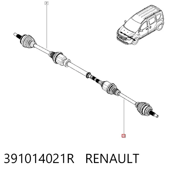 Semieixo (acionador) dianteiro esquerdo 391014021R Renault (RVI)
