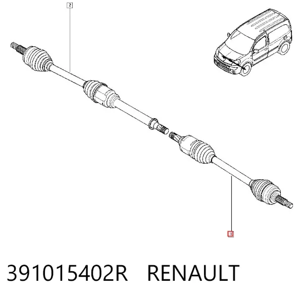 Semieixo (acionador) dianteiro esquerdo 391015402R Renault (RVI)