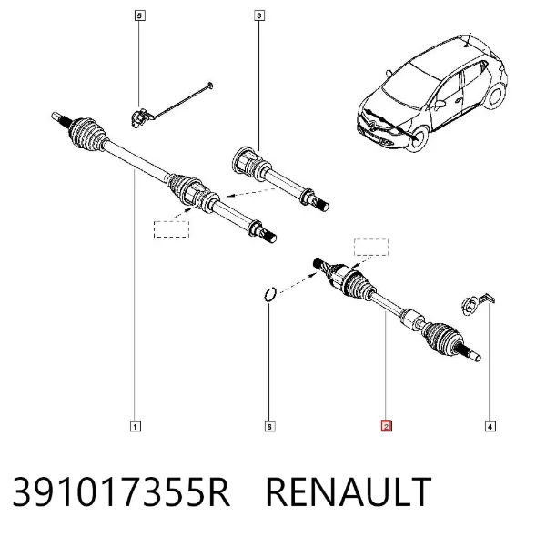 Semieixo (acionador) dianteiro esquerdo 391017355R Renault (RVI)