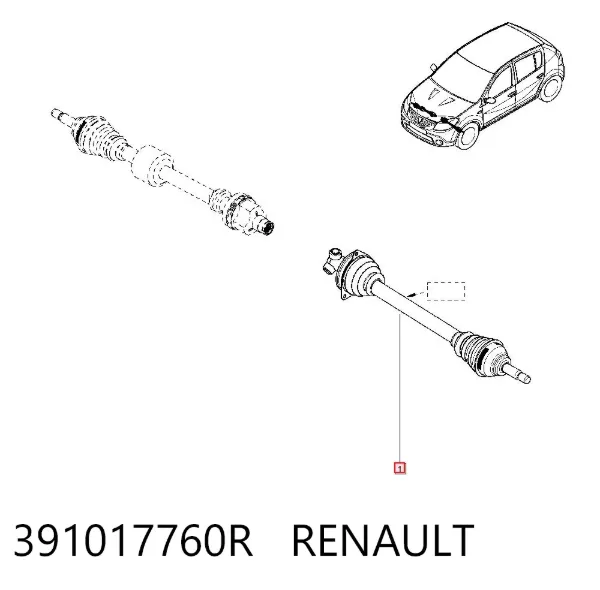 Semieixo (acionador) dianteiro esquerdo 391017760R Renault (RVI)