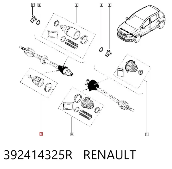 Bota de proteção interna esquerda de junta homocinética do semieixo dianteiro 392414325R Renault (RVI)