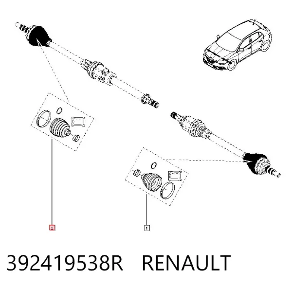 Bota de proteção externa de junta homocinética do semieixo dianteiro 392419538R Renault (RVI)