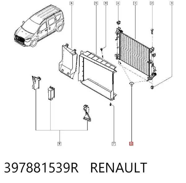 Consola inferior do radiador 397881539R Renault (RVI)