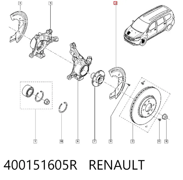Proteção do freio de disco dianteiro esquerdo 400151605R Renault (RVI)