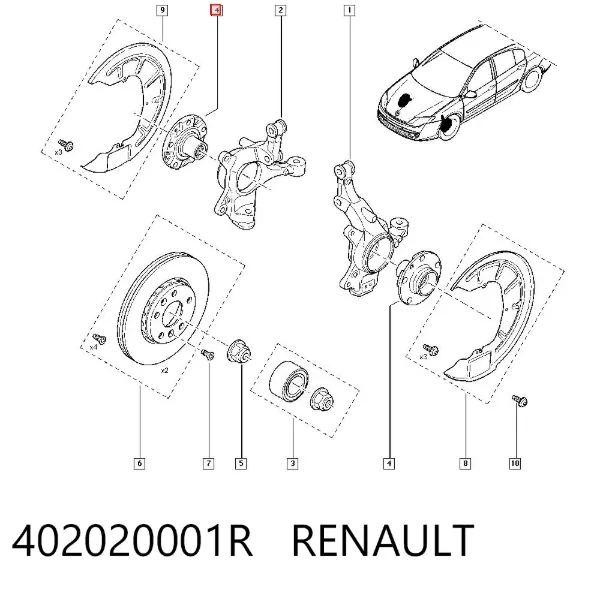 Cubo dianteiro 402020001R Renault (RVI)